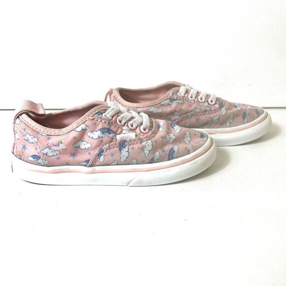 Vans Classic Kids Little Girls 9 Pink Rainbow/Cloud Low Top Slip On Canvas Shoes - Picture 2 of 10